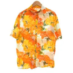 ザラ ZARA アロハシャツ 花柄 半袖 M オレンジ イエロー ホワイト /JS