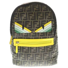 FENDI (フェンディ) モンスターバグス ズッカ コーティングキャンバス バックパック リュックサック ブラウン×ブラック 8BZ040 シルバー金具のサムネイル