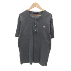 バーバリーブラックレーベル BURBERRY BLACK LABEL ヘンリーネックTシャツ カットソー 半袖 3 L グレー /SY9 ■GY61