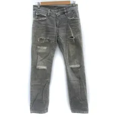 コムサイズム COMME CA ISM デニムパンツ ジーンズ ストレート ロング丈 ダメージ加工 S グレー /SM4のサムネイル