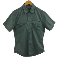 エディーバウアー EDDIE BAUER シャツ カジュアル スタンダード 無地 半袖 S 緑 グリーン