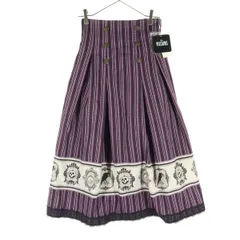 未使用 axes femme アクシーズファム Disney villains ディズニーヴィランズ コラボ キャラクター レース ロング丈 フレアスカート M パープル系 レディース 古着