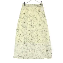 未使用 apres jour mignon アプレジュールミニョン 総柄 バイカラー ロング丈 フレアスカート F ホワイト レディース 古着