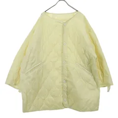 美品 FREAK'S STORE フリークスストア 長袖 薄手 中綿 ノーカラー ワイドシルエット キルティングジャケット F アイボリー レディース 古着