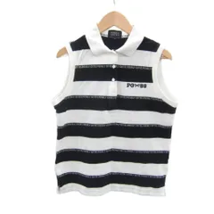 パーリーゲイツ PEARLY GATES ゴルフウエア ポロシャツ ノースリーブ S 黒 白 ボーダー柄 /SY31 ■GY61