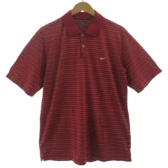 ナイキゴルフ NIKE GOLF ポロシャツ FIT DRY ロゴ刺繍 半袖 ストレッチ ボーダー エンジ ホワイト 白 L