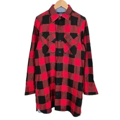 トミー TOMMY 長袖ロングシャツ トップス チェック柄 レッド ブラック M