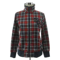 フィラゴルフ FILA GOLF ソフトシェルチェックジャケット IK4FL206 スタンドカラー ロゴワッペン ジップアップ 裏フリース レッド 赤 グレー ネイビー 紺 LL