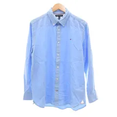 トミーヒルフィガー TOMMY HILFIGER REGULAR FIT ボタンダウンシャツ 麻 リネン 長袖 L ライトブルー /UO