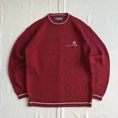 00s　archive　アーカイブ古着　OLD PIKO　ピコ　ワンポイントロゴ刺繍　アクリルセーター　チルデンニット　リブライン　当時物　レッド×ホワイト　M　一点物　平成レトロ　サーフ　C-BOY　Y2K　red × white tilden knitのサムネイル