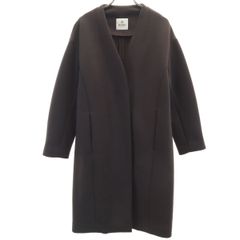 nano universe ナノユニバース ボンディング ノーカラーコート 36 ブラウン レディース 古着