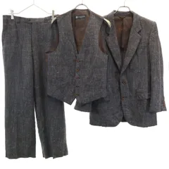 LANVIN ランバン 90s オールド スーツ 上下 セットアップ H50-26 チャコールブラウン 3ピース メンズ 古着のサムネイル