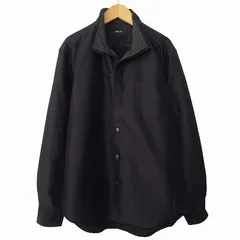 コムサイズム COMME CA ISM シャツ 開襟 オープンカラー 綿 コットン L  黒 ブラック