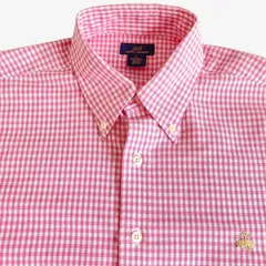 【XL】Brooks Brothers（ブルックスブラザーズ）ポロカラーBD（ボタンダウン）シャツ チェック / Non-Iron / Supima Cotton 100% オックスフォード Oxford GF刺繍 ポケットなし マレーシア製 メンズXL相当