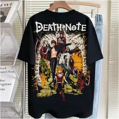 アニメT デスノート キャラクター プリント Tシャツ メンズ 半袖 ストリート カジュアル おしゃれ ブラックのサムネイル