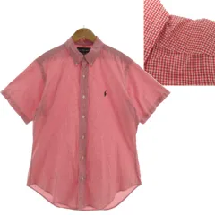 ラルフローレン RALPH LAUREN シャツ CLASSIC FIT ボタンダウン ポニー刺繍 半袖 コットン ギンガムチェック レッド 赤 ホワイト 白 L