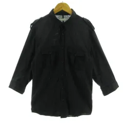 ナノユニバース nano universe シャツ 七分袖 コットン ブラック 黒 L