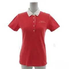 23区SPORT オンワード樫山 ポロシャツ 襟切替え ロゴ刺繍 半袖 コットン混 ピンク系 レッドピンク ホワイト 白 1