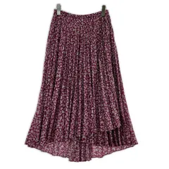 ROPE PICNIC ロペピクニック 花柄 ラップ風 プリーツロングスカート size38/ピンクパープル系