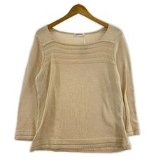 NEWYORKER ニューヨーカー タグ付き スクエアネック 7分袖ニット size33-76/ベージュ