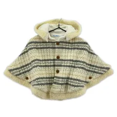 familiar ファミリア フード付きポンチョ size 60～90/アイボリー×グレー