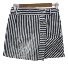 キャロウェイ CALLAWAY 台形スカート キュロット ミニ丈 M ネイビー 紺 ホワイト 白 ストライプ柄 /YS34 ■GY61
