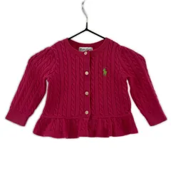 RALPH LAUREN ラルフローレン ケーブル編み ペプラムカーディガン size6M/ピンク