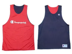 チャンピオン CHAMPION 美品 90s タンクトップ リバーシブル メッシュ ヴィンテージ バスケットボール ウェア プリント 大きいサイズ O XL相当 紺 赤 X