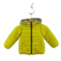 green label relaxing グリーンレーベルリラクシング ボア 中綿 リバーシブル 2-Way フード付きジャケット size105/イエロー/グレー