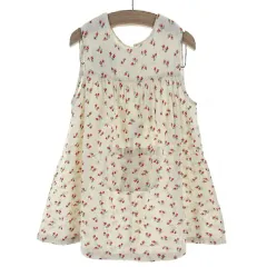 アニエスベー agnes b. ワンピース ノースリーブ 花柄 オフ白 レッド 赤 グリーン 緑 2ans