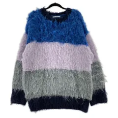 KBF ケービーエフ アーバンリサーチ ボーダー シャギーニット sizeOne/ブルー系×ライトパープル×グレー