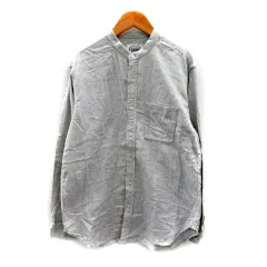 グローバルワーク GLOBAL WORK カジュアルシャツ 長袖 バンドカラー 無地 S ライトグレー /SY46