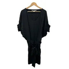 ダイアン・フォン・ファステンバーグ ワンピース サイズ4 S レディース美品  - 黒 Vネック/半袖/ミニ/ベルテッド/フリル