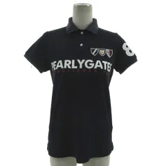 パーリーゲイツ PEARLY GATES ポロシャツ 055-0160554 ロゴプリント ワッペン ナンバリング 半袖 日本製 コットン混 ネイビー 紺 0