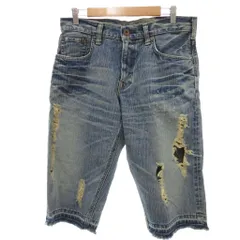 エドウィン EDWIN デニムパンツ ジーンズ ハーフパンツ ロゴ ダメージ加工 30 インディゴ /BS ■GY18