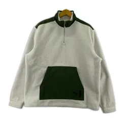 PUMA プーマ  ハーフジップ ボアジャケット sizeASIA XL/ホワイト×カーキ