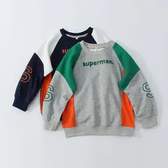 キッズ トレーナー カラーブロック 長袖 スウェット 子供服 刺繍 ラグランスリーブ カジュアル おしゃれ キッズウェア 120 160 170