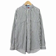 トミーヒルフィガー TOMMY HILFIGER シャツ ボタンダウン ストライプ ワンポイント 刺繍 L 紺 緑