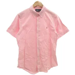 ラルフローレン RALPH LAUREN ボタンダウンシャツ 半袖 オックスフォード ポニー刺繍 L ピンク /GV ■GY61