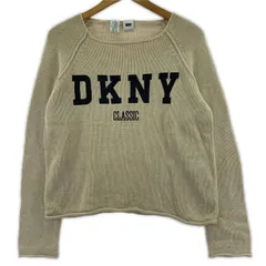 DKNY DONNA KARAN NEW YORK ダナキャランニューヨーク ロゴ スクエアネックニット sizeP/ベージュのサムネイル