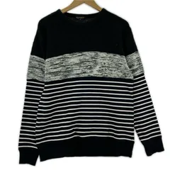 Purple&Yellow パープルアンドイエロー ボーダー ニット切替カットソー sizeS/ブラックのサムネイル