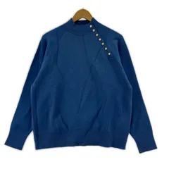 Techichi テチチ モックネック ボタン プルオーバーニット sizeフリー/ブルー