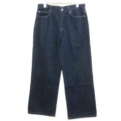ユニクロ UNIQLO 美品 ワイドストレートジーンズ 25SS 221-474934 デニムパンツ ハイウエスト 28 71cm 紺 ネイビー /X