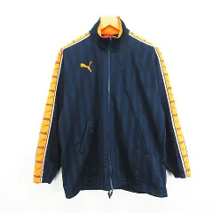 プーマ PUMA ジャージ ジャケット 長袖 ジップアップ シャドーストライプ ロゴ SS ネイビー×オレンジ スポーツウェア ※EKM