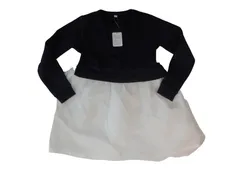 k05250205122　ブランド不明　130サイズ　紺色×白　　ワンピース or ドレス　ワンピース　秋冬