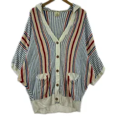 gelato pique ジェラートピケ ストライプ フーディー ドルマンカーディガン sizeF/ホワイト×ブルー