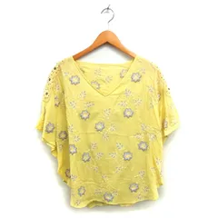 グレースコンチネンタル GRACE CONTINENTAL ラウンドヘム ブラウス モチーフ 刺繍 透け感 ワイド 五分袖 36 黄 イエロー /NT28