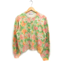 ザラ ZARA 花柄 ニット カーディガン パールビーズ装飾 L ベージュ /FT19