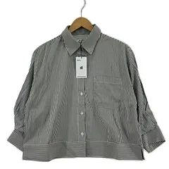 美品  COLONY 2139 コロニー トゥーワンスリーナイン タグ付き ストライプ 七分袖長袖シャツ sizeF/ホワイト×ブラック