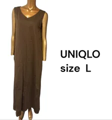 No.292 (♡)UNIQLO Aライン  シンプルノースリーブロングワンピース